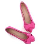 Bow-Knot Suede Ballet Flats in Rose Red