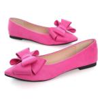 Bow-Knot Suede Ballet Flats in Rose Red