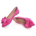 Bow-Knot Suede Ballet Flats in Rose Red