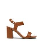 DREAM PAIRS Women's High Chunky Heels Square Toe Block Ankle Strap Dress Comfort Sandals,Size 8,Brown,SDHS2359W