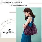Angel Kiss Purses and Handbags for Women Washed Faux Leather Crossbody Hobo Satchel Shoulder Handbag Large Tote Purse(Purple)