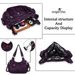 Angel Kiss Purses and Handbags for Women Washed Faux Leather Crossbody Hobo Satchel Shoulder Handbag Large Tote Purse(Purple)