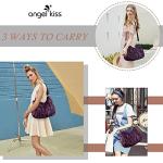 Angel Kiss Purses and Handbags for Women Washed Faux Leather Crossbody Hobo Satchel Shoulder Handbag Large Tote Purse(Purple)