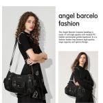 Angel Barcelo Hobo Purse and Handbag for Women PU Leather Purses for Women Black
