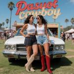 Pasuot Western Cowboy Boots for Women - Beige Knee High Wide Calf Cowgirl Boots with Western Embroidered, Slip On Pointed Toe Chunky Heel Fashion Retro Classic Pull On Tall Cowboy Carter Boot for Ladies US 8