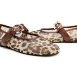Gothictor Leopard Flats for Women Mesh Flats Ballet Flats Mary Jane Flats Women's Dress Shoes Ballet Shoes Brown,8.5