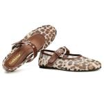 Gothictor Leopard Flats for Women Mesh Flats Ballet Flats Mary Jane Flats Women's Dress Shoes Ballet Shoes Brown,8.5