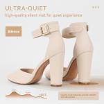 IDIFU Women's IN4 Pedazo High Block Heels Pumps Pointed Closed Toe Ankle Strap Dress Wedding Shoes (Nude Nubuck, 8 M US)
