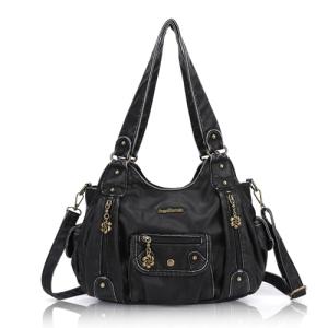 Angel Barcelo Hobo Purse and Handbag for Women PU Leather Purses for Women Black