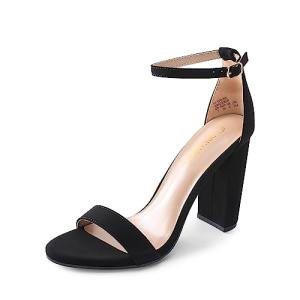 DREAM PAIRS Women's Hi-Chunk High Heel Pump Sandals,Size 8,Black/Nubuck,HI-CHUNK
