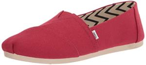 TOMS Women's Alpargata Recycled Cotton Canvas Loafer Flat, Red, 10