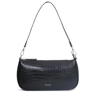 Classic Crocodile Pattern Clutch Shoulder Bag - Black