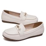 DeYashopin Women's Loafer Shoes Leisure Slip On Work Shoes Comfort Walking Flats White 7.5