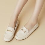 DeYashopin Women's Loafer Shoes Leisure Slip On Work Shoes Comfort Walking Flats White 7.5