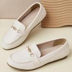DeYashopin Women's Loafer Shoes Leisure Slip On Work Shoes Comfort Walking Flats White 7.5