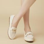 DeYashopin Women's Loafer Shoes Leisure Slip On Work Shoes Comfort Walking Flats White 7.5