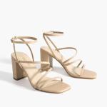 DREAM PAIRS Women's Heels Chunky Block Strappy Square Open Toe Ankle Buckle Heeled Sandals Wedding Party Dress Shoes Indie,Size 7,Nude,SDHS2428W