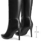 DREAM PAIRS Knee High Boots for Women, Sexy Pointed Toe Stiletto High Heel Boots, Fashion & Classic Dress Shoes,Size 8,Black-Pu,SDKB2311W