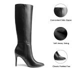 DREAM PAIRS Knee High Boots for Women, Sexy Pointed Toe Stiletto High Heel Boots, Fashion & Classic Dress Shoes,Size 8,Black-Pu,SDKB2311W