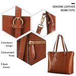 Kattee Genuine Leather Women Tote Bag Soft Handbags Vintage Shoulder Purses Fashion Top Handle Bag Large Capacity (Dark Brown)