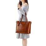 Kattee Genuine Leather Women Tote Bag Soft Handbags Vintage Shoulder Purses Fashion Top Handle Bag Large Capacity (Dark Brown)