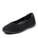 Dearfoams Women's Casual Comfortable Slip-On Misty Ballet Flat with Arch Support, Black Solid, 9