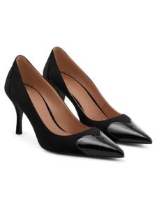 Coutgo Womens Closed Pointed Toe Pumps Heart Stiletto High Heels Wedding Bride Dress Shoes, Black, Size 9