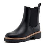 vodvob Women's Chelsea Boots Fashion Slip On Ankle Booties Casual Elastic Chunky Block Booties