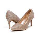 DREAM PAIRS Women's High Stiletto Heels Closed Pointed Toe Dress Pumps Shoes for Wedding Work Office Business, 3 Inches,Size 8,Gold/Glitter,KUCCI
