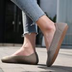 poemlady Women’s Ballet Flat Shoes Dress Knit Round Toe Slip On Ballerina Walking Flats Shoes for Woman Casual Comfort Soft Khaki 6