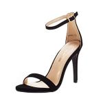 DREAM PAIRS Women's High Heels Flower Ankle Strap Stilettos Round Open Toe Dressy Sexy Sandals,Size 9,Black/Nubuck,KARRIE