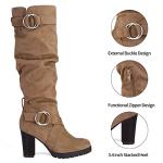 mysoft Women's Knee High Boots Fashion Chunky Block Heel Warm Winter Boots with Side Zippers