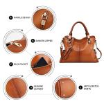 Kattee Women Genuine Leather Purses and Handbags Satchel Tote Shoulder Bag (Brown)