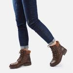 STQ Women Fashion Ankle Bootie Casual lace up Short Combat Boots Brown 9
