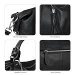 HESHE Leather Purses and Handbags for Women Shoulder Bag Tote Top Handle Bags Hobo Purses Designer Satchel Purse Ladies Crossbody Bag (Black)