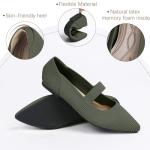 TINGRISE Women's Flats Shoes Pointed Toe Knit Washable Ballet Comfortable Dressy Mary Jane Flat Green US8