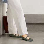 TINGRISE Women's Flats Shoes Pointed Toe Knit Washable Ballet Comfortable Dressy Mary Jane Flat Green US8