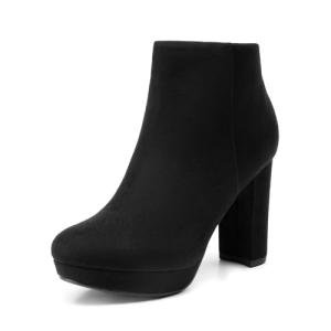 DREAM PAIRS Women's High Heel Ankle Boots Chunky Platform Booties,Size 7,Black,STOMP