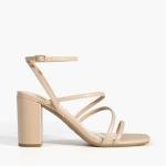 DREAM PAIRS Women's Heels Chunky Block Strappy Square Open Toe Ankle Buckle Heeled Sandals Wedding Party Dress Shoes Indie,Size 8,Nude,SDHS2428W