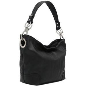 Hobo Shoulder Bag with Big Snap Hook Hardware (Black)