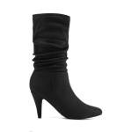 DREAM PAIRS Women's High Heel Mid Calf Boots Slouchy Pointed Toe Fall Boots,Size 7,Black/Suede,KIMLY