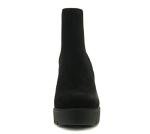 Soda EDITOR ~ Women Lug Sole High Heel Chelsea Fashion Ankle Boot w/Double Elastic Gore (Black Imit Suede, 8)