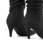 DREAM PAIRS Women's High Heel Mid Calf Boots Slouchy Pointed Toe Fall Boots,Size 7,Black/Suede,KIMLY
