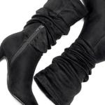 DREAM PAIRS Women's High Heel Mid Calf Boots Slouchy Pointed Toe Fall Boots,Size 7,Black/Suede,KIMLY