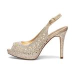 DREAM PAIRS Women's High Heels Platform Dress Rhinestones Peep Toe Pumps Shoes,Size 7,Gold/Glitter,Invest