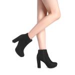 DREAM PAIRS Women's High Heel Ankle Boots Chunky Platform Booties,Size 7,Black,STOMP