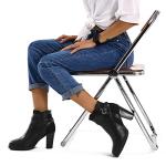 mysoft Women's Ankle Boots Chunky Stacked Heel Zipper Booties - Available in Wide Sizes