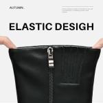 Choiran Black Knee High Boots for Women - Wide Calf Platform Tall Boots Square Toe Chunky Block Heeled Gogo Boots B 8.5