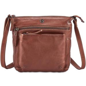 Real Leather Purse for Women Crossbody Bag Travel Shoulder Handbag Small Vintage Pocketbook (Cognac Washed Vintage)