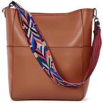 BROMEN Women Handbag Designer Vegan Leather Hobo Handbags Shoulder Bucket Cross body Purse Brown